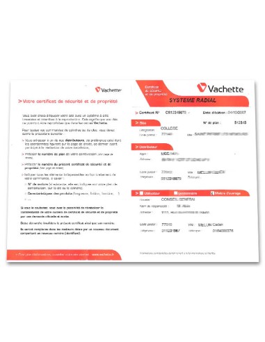 Certificat de sécurité VACHETTE