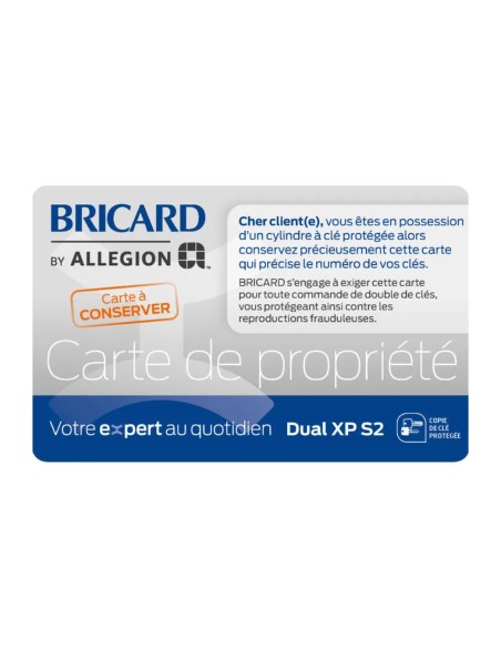 Cylindre Bricard Dual XP S2 – Carte de propriété