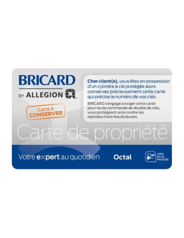 Cylindre Bricard Octal – Carte de propriété